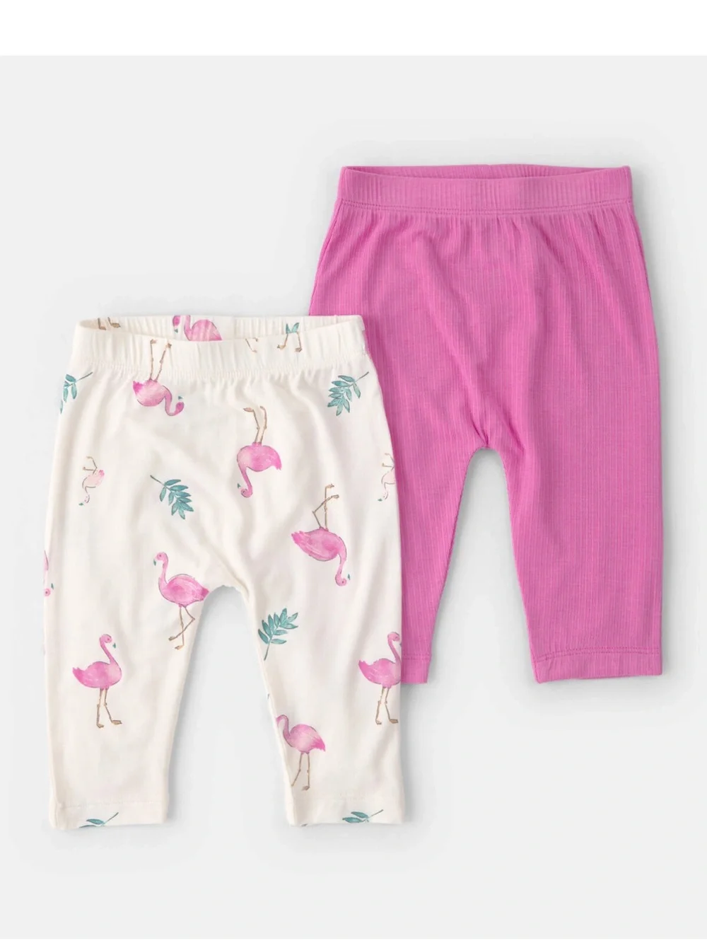 Carter's Baby Girl 2-Pack Flamingo PurelySoft Pull-On Pants - Pink/Ivory- NWT